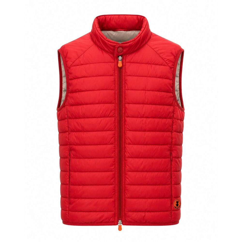 Save The Duck Full Zip Puffer Ultra Light Packable Vest Mens Sz L Tomato Red EUC